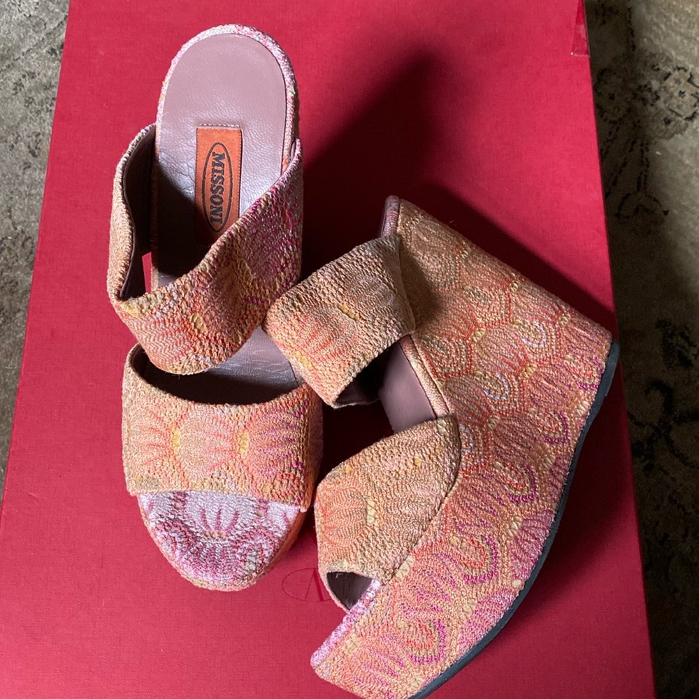 Missoni Made in Italy Signature Texture Leather Platform Shoes Never Used